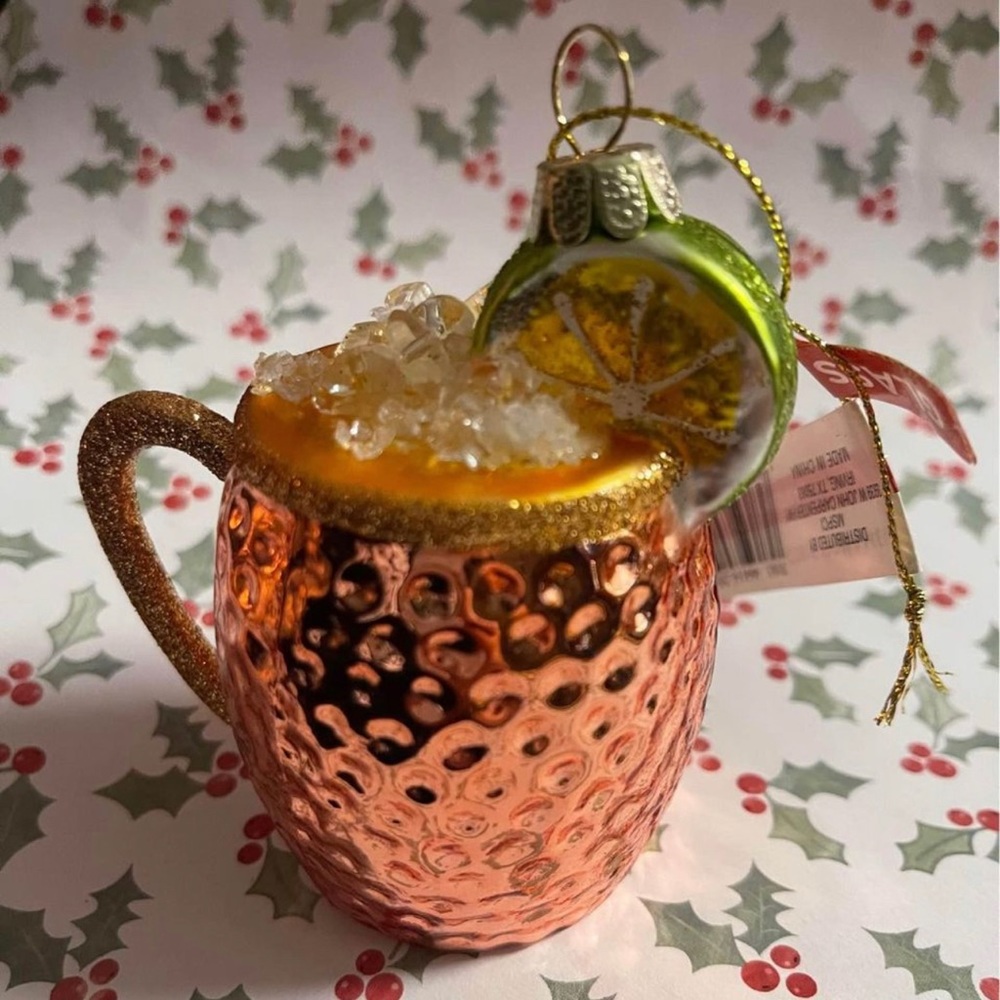 Anthropologie knock off Moscow Mule Glass Christmas Tree Ornament
